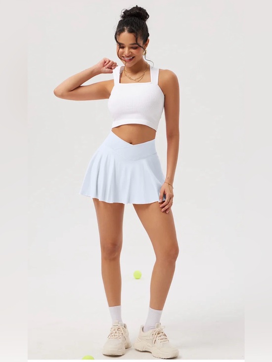 OQQ Pants - OQQ White Athletic Skort with Crossover Waistband size large